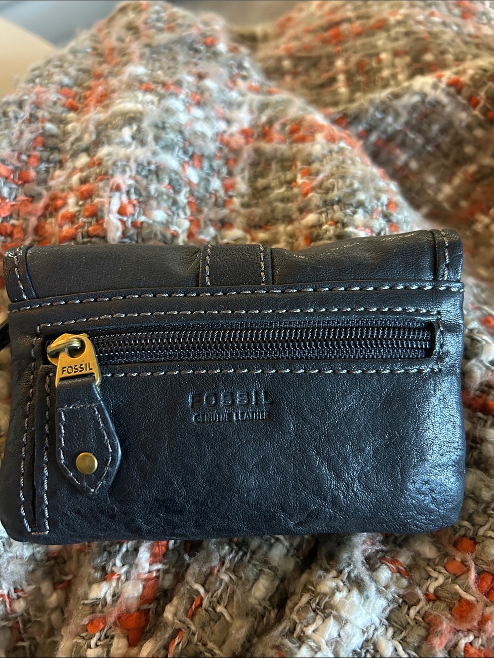Fossil Black Leather Mini Wallet with Brass Plate Vintage Never Used! So Good! - Picture 3 of 11